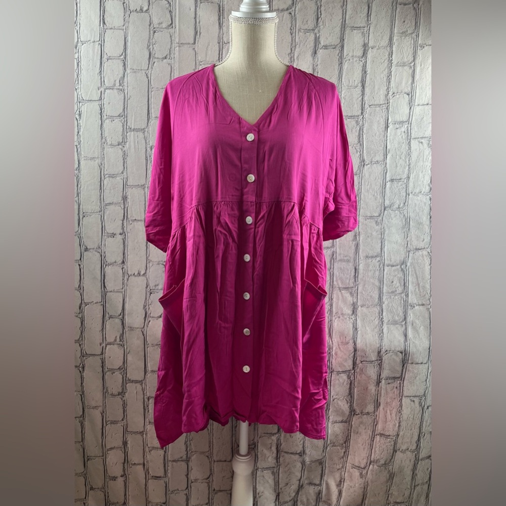 Unbranded One Size Women Dress V- Neck Button Down Pockets NWOT
